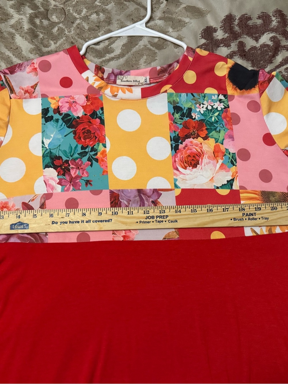 Bright Red Floral & Polka Dot Tunic Top - Picture 3 of 3